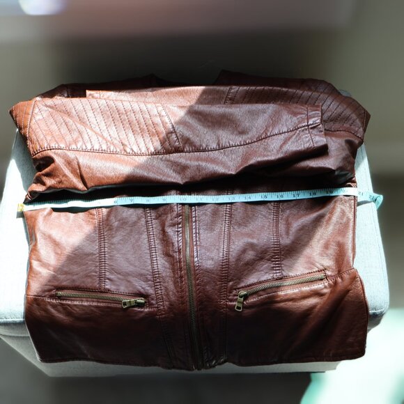 Xhilaration Faux Leather Jacket Brown Womens L Quilted Details - Picture 7 of 9